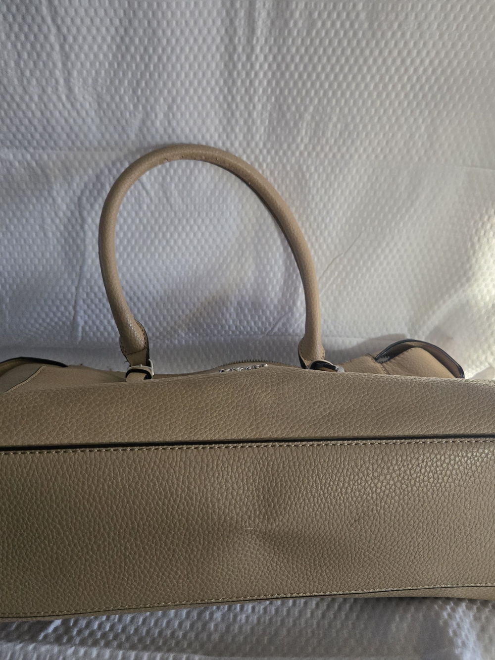 GUESS Taupe Pebbled Leather Tote Bag - Picture 10 of 12